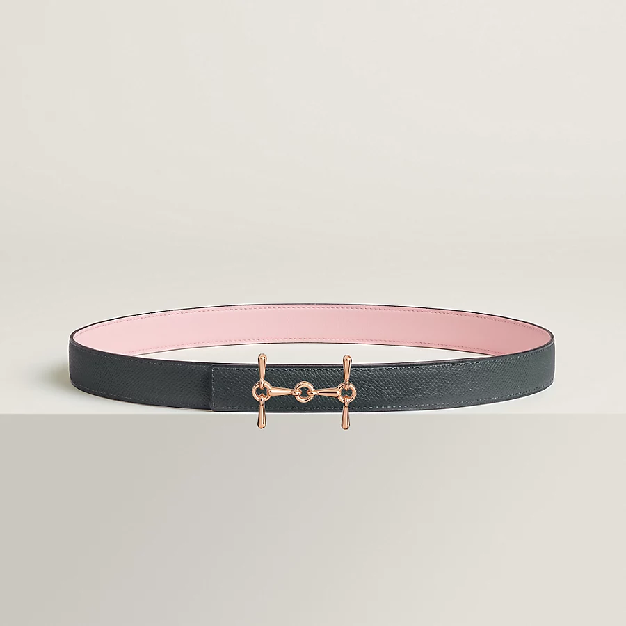 H Equestre belt buckle & Reversible leather strap 24 mm - Image 2